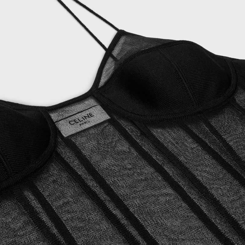 CELINE kvinner korsetttopp i silkeorganza V0PT6641 klær svart