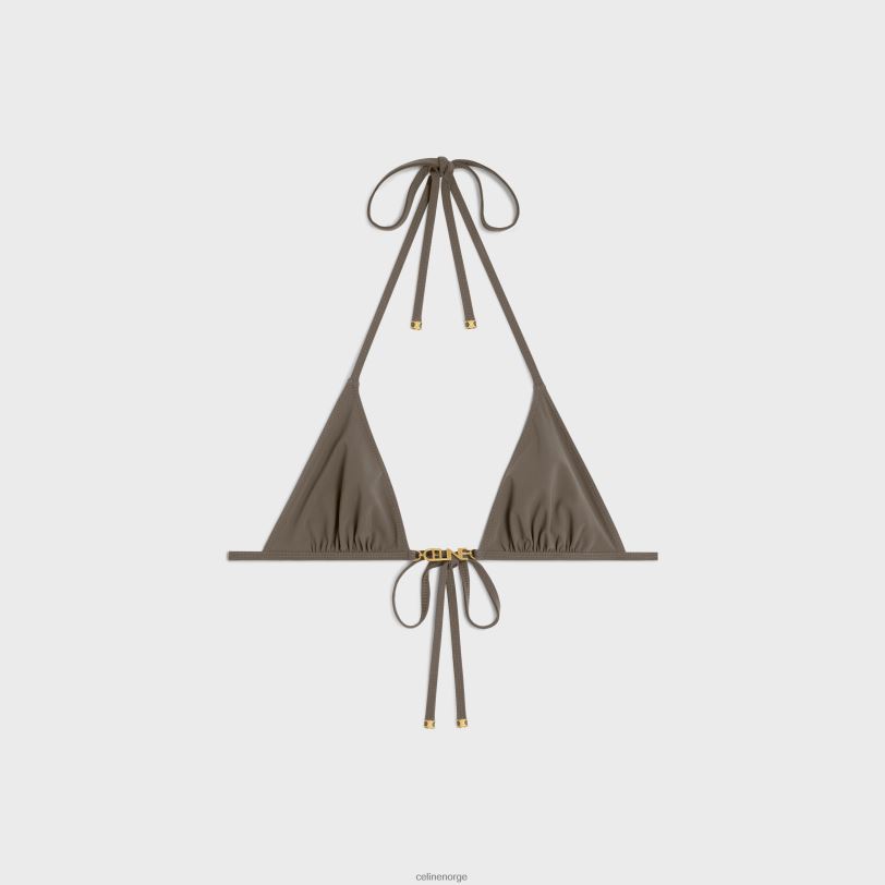 CELINE kvinner trekant topp i matt jersey V0PT6900 klær oliven