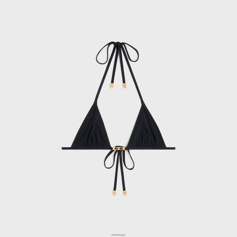 CELINE kvinner triomphe triangel topp i matt trikot V0PT6898 klær svart