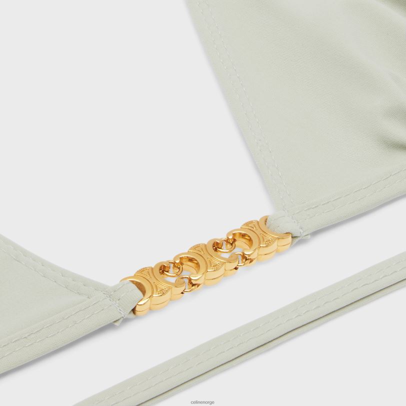 CELINE kvinner triomphe triangel topp i matt trikot V0PT6907 klær vert amande