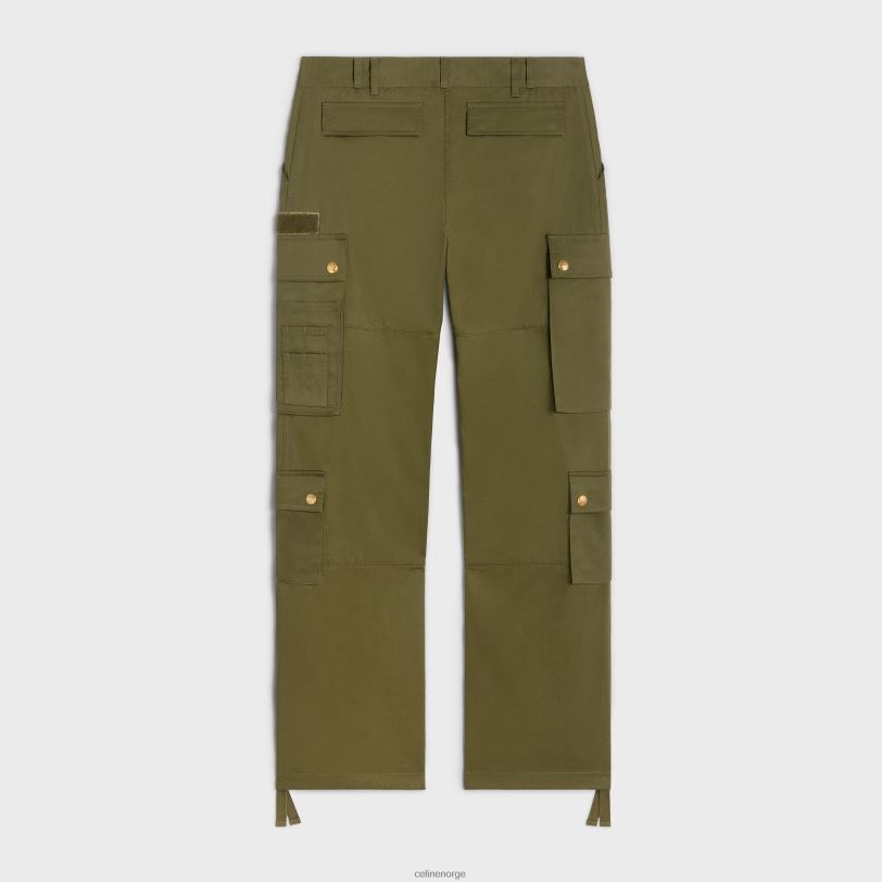 CELINE kvinner cargobukser i bomullslin V0PT6650 klær kaki militaire