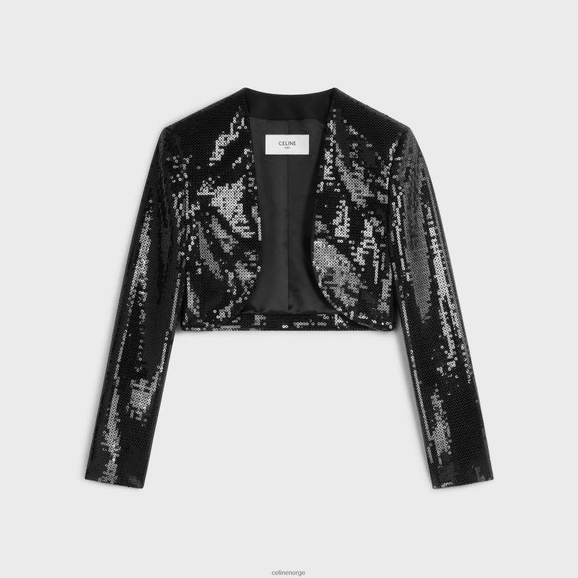 CELINE kvinner brodert bolero i ullgabardin V0PT6726 klær svart