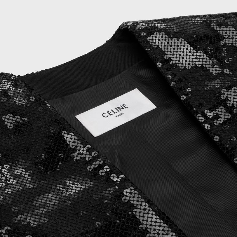 CELINE kvinner brodert bolero i ullgabardin V0PT6726 klær svart