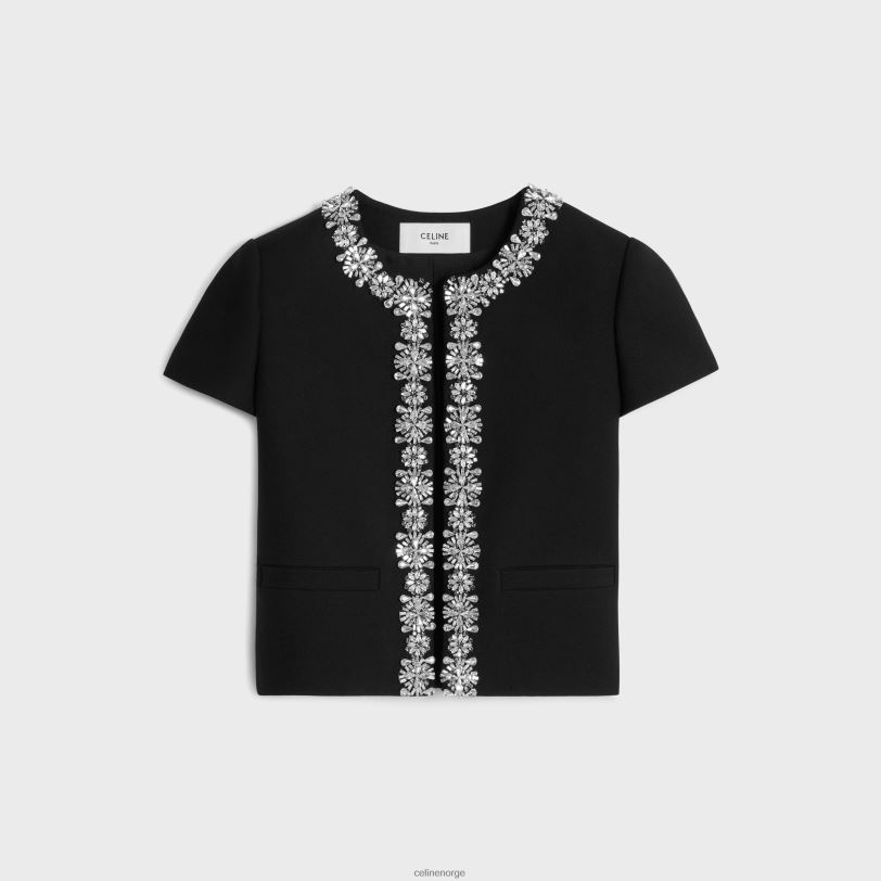 CELINE kvinner brodert chelseajakke i diagonal ull V0PT6551 klær svart