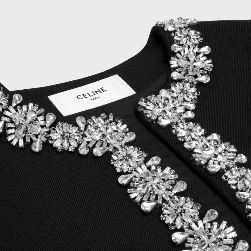 CELINE kvinner brodert chelseajakke i diagonal ull V0PT6551 klær svart