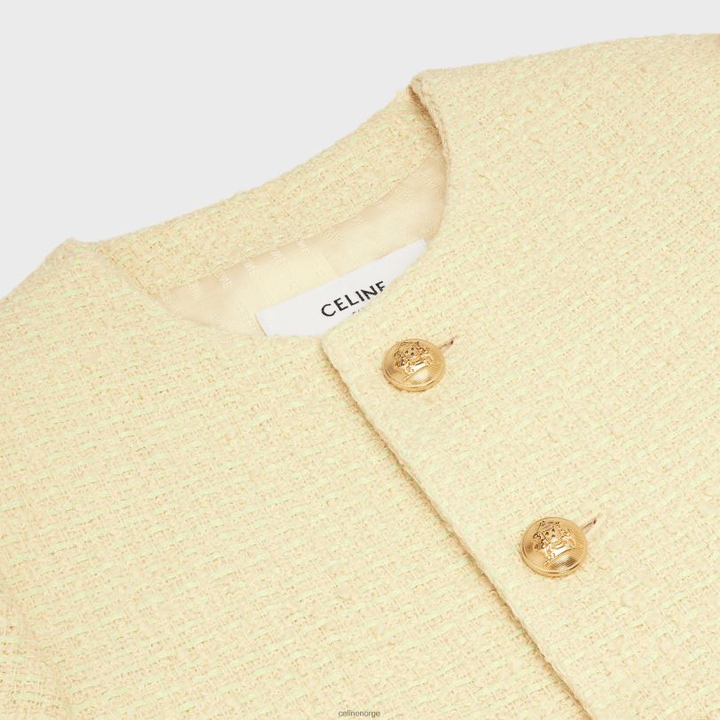CELINE kvinner cardiganjakke i boucle tweed V0PT6737 klær jaune paille
