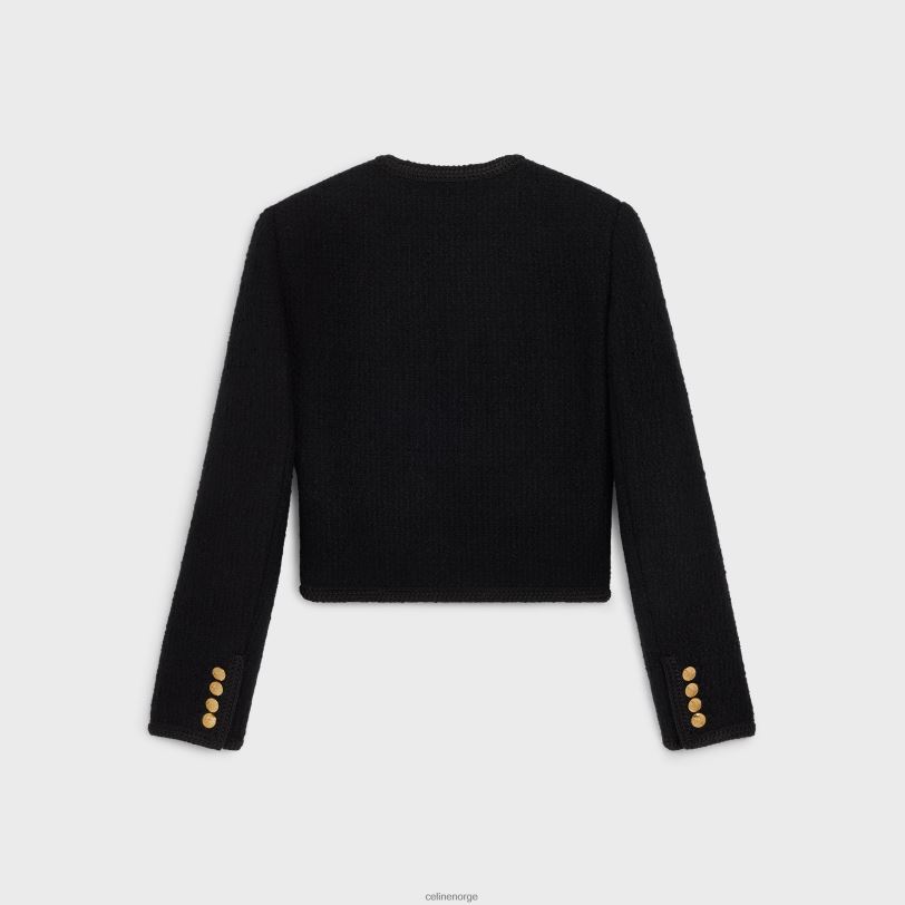 CELINE kvinner chasseurjakke i boucle tweed V0PT6689 klær svart