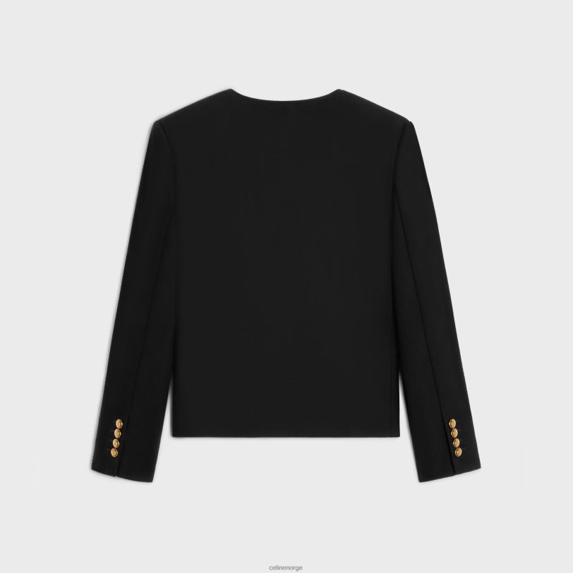 CELINE kvinner chasseurjakke i kashmirflanell V0PT6629 klær svart