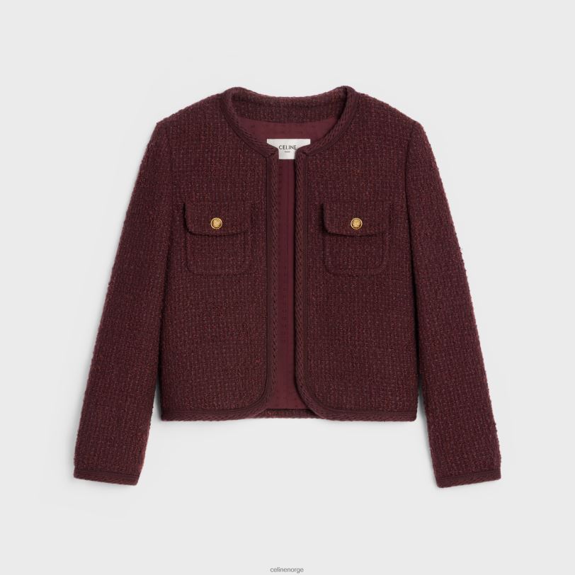 CELINE kvinner chelsea jakke i boucle tweed V0PT6690 klær bordeaux