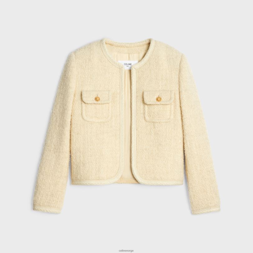 CELINE kvinner chelsea jakke i lys tweed V0PT6691 klær vanilje
