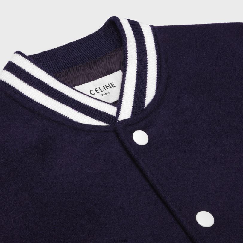 CELINE kvinner chelsea teddyjakke i dobbelt ansikt kashmir V0PT6730 klær marinen