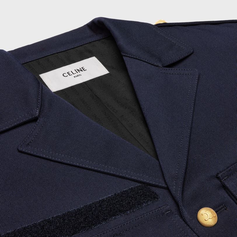 CELINE kvinner cropped saharienne-jakke i diagonal ull V0PT6701 klær marinen