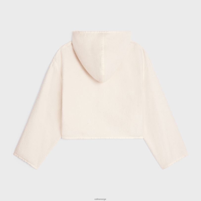 CELINE kvinner duffle cardigan i bomulls tweed V0PT6696 klær ecru