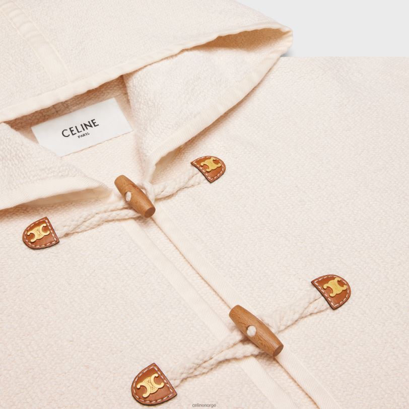 CELINE kvinner duffle cardigan i bomulls tweed V0PT6696 klær ecru