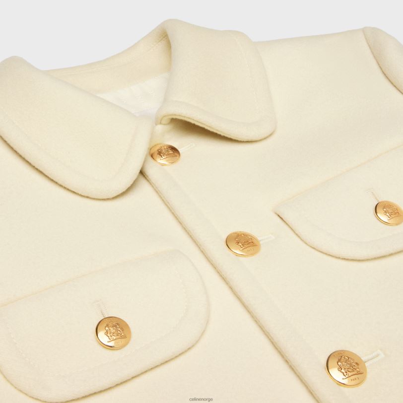 CELINE kvinner jakke med claudinekrage i ullstoff V0PT6687 klær off white