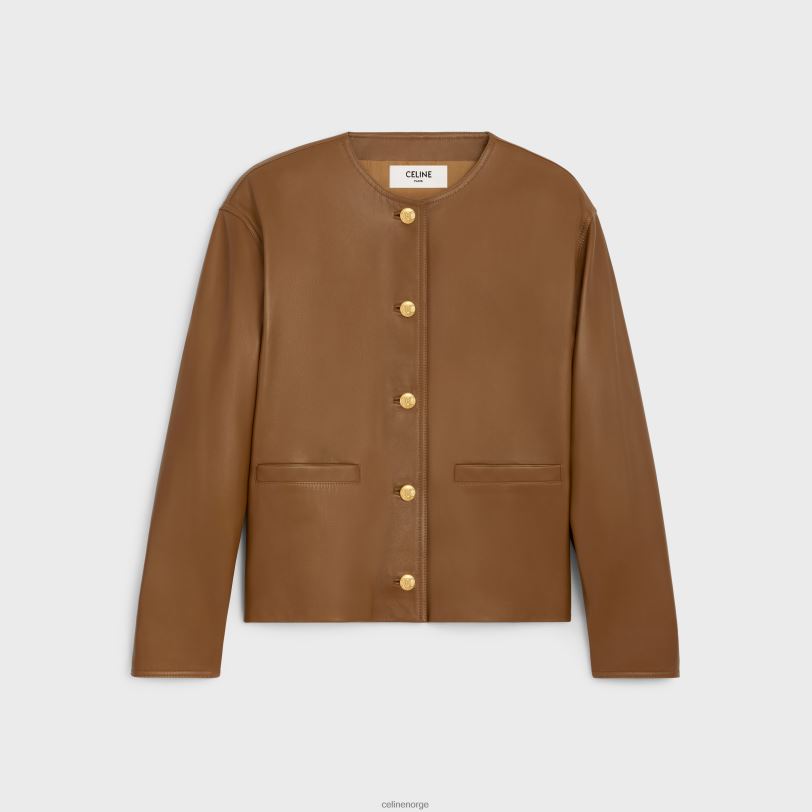 CELINE kvinner jakke med ren krage i mykt lammeskinn V0PT6624 klær beige