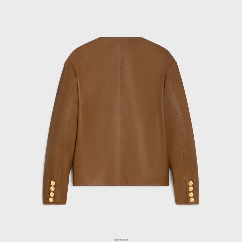 CELINE kvinner jakke med ren krage i mykt lammeskinn V0PT6624 klær beige