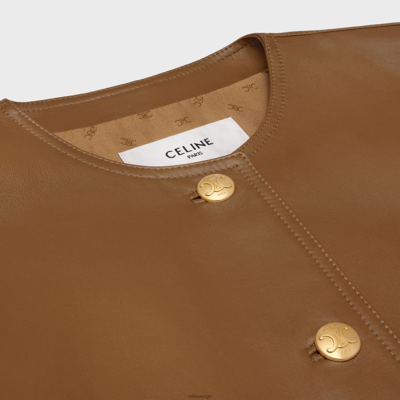 CELINE kvinner jakke med ren krage i mykt lammeskinn V0PT6624 klær beige