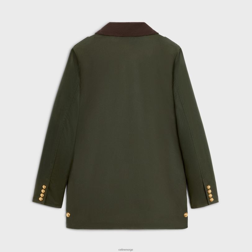 CELINE kvinner jaktjakke i vokset stoff V0PT6702 klær mørk kaki
