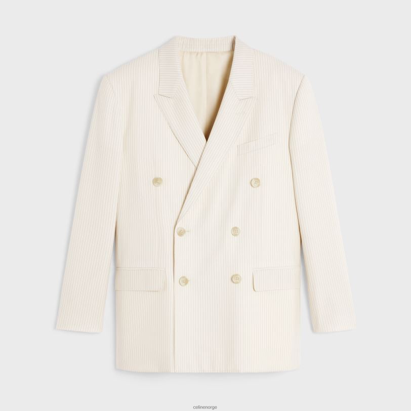 CELINE kvinner judejakke i lett stripete ull V0PT6717 klær elfenben/noir
