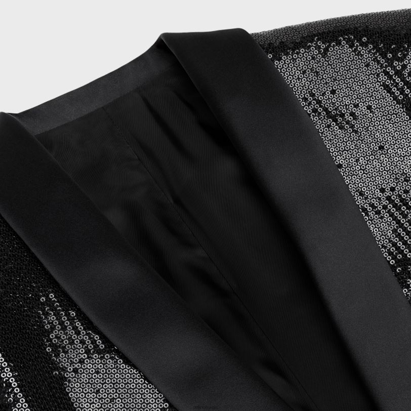 CELINE kvinner kim tux jakke i mikro paljett sable V0PT6722 klær svart