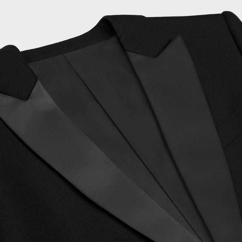 CELINE kvinner kort smokingjakke i mohair og silke V0PT6724 klær svart