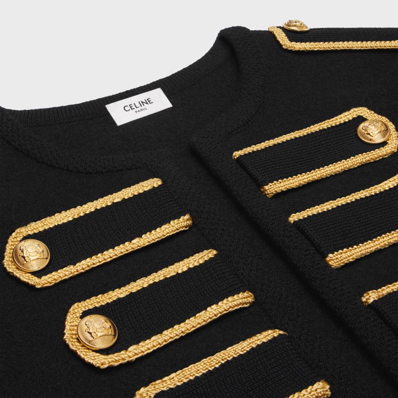 CELINE kvinner militær cardiganjakke i ull V0PT6618 klær svart