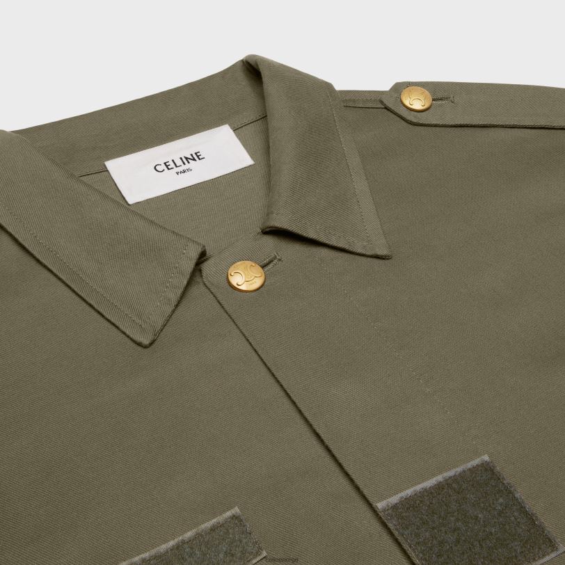 CELINE kvinner militærjakke i lett twill V0PT6703 klær kaki