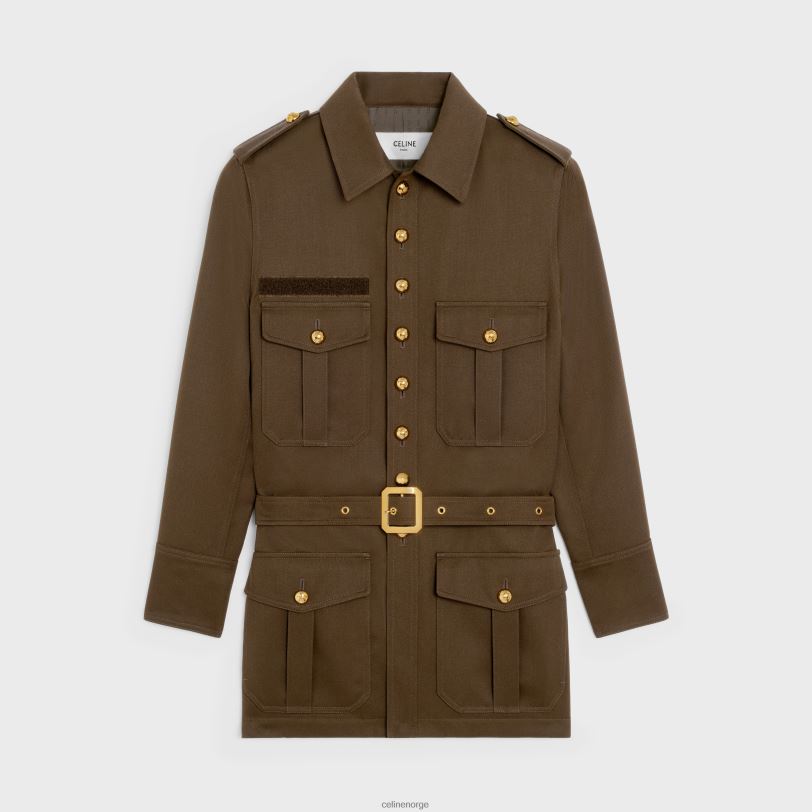 CELINE kvinner saharienne jakke i diagonal ull V0PT6698 klær militær brun