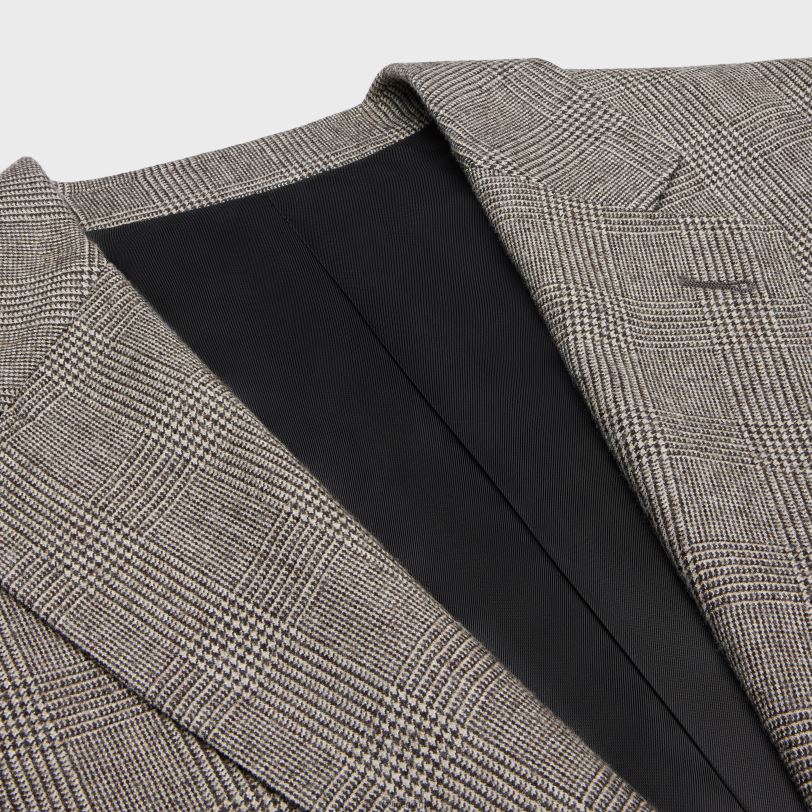 CELINE kvinner tomboy jakke i prince of wales rutete flanell V0PT6720 klær ebene/ficelle