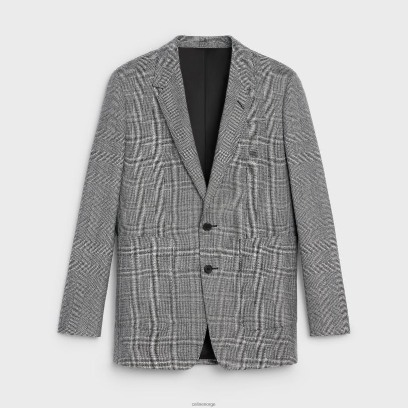 CELINE kvinner tomboyjakke i flanell V0PT6719 klær craie/noir