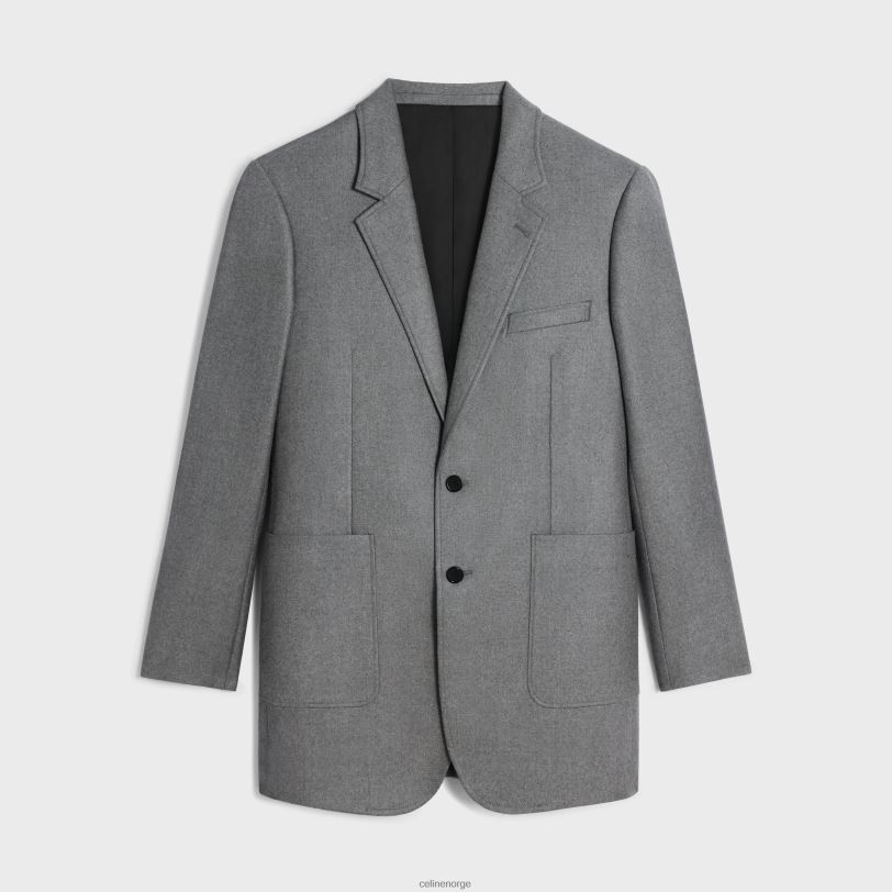 CELINE kvinner tommy-jakke i kashmirflanell V0PT6575 klær gris melange