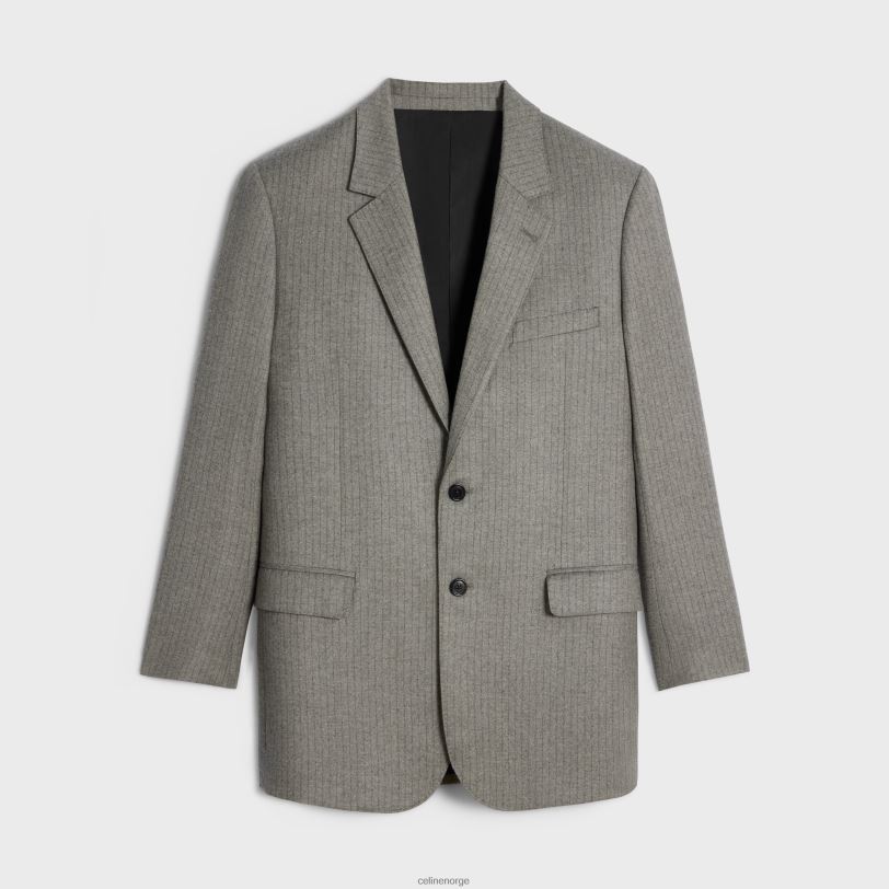 CELINE kvinner tommy jakke i stripet flanell V0PT6574 klær betong/antrasitt