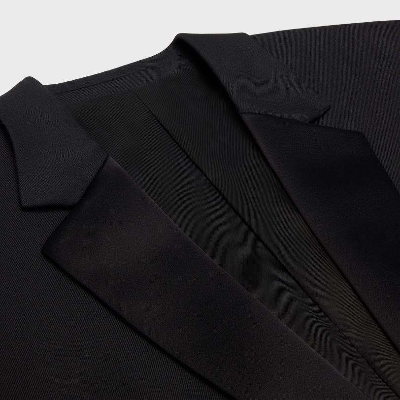 CELINE kvinner tommy smokingjakke i ullgabardin V0PT6571 klær ultra svart