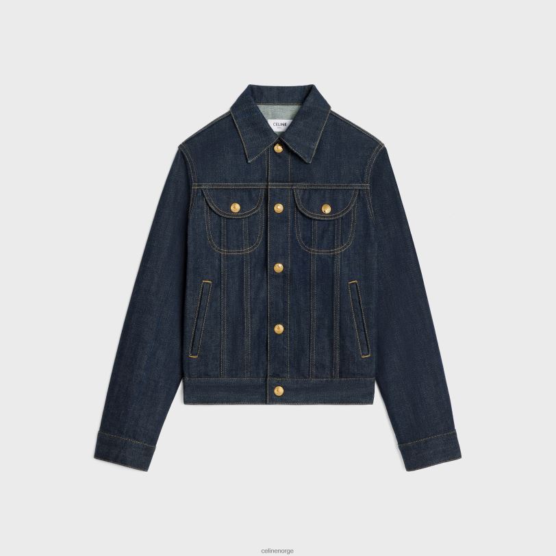 CELINE kvinner trucker jakke i vask denim V0PT6733 klær skylles