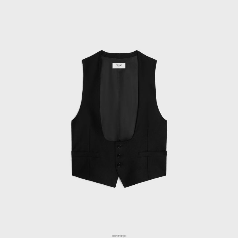 CELINE kvinner vest i kashmirflanell V0PT6727 klær svart