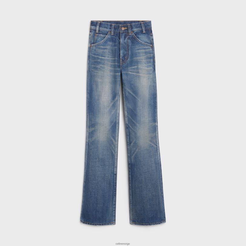 CELINE kvinner flared jeans i denim twill V0PT6864 klær mørk union vask