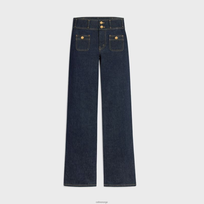 CELINE kvinner jane flare jeans i vask denim V0PT6852 klær skylles