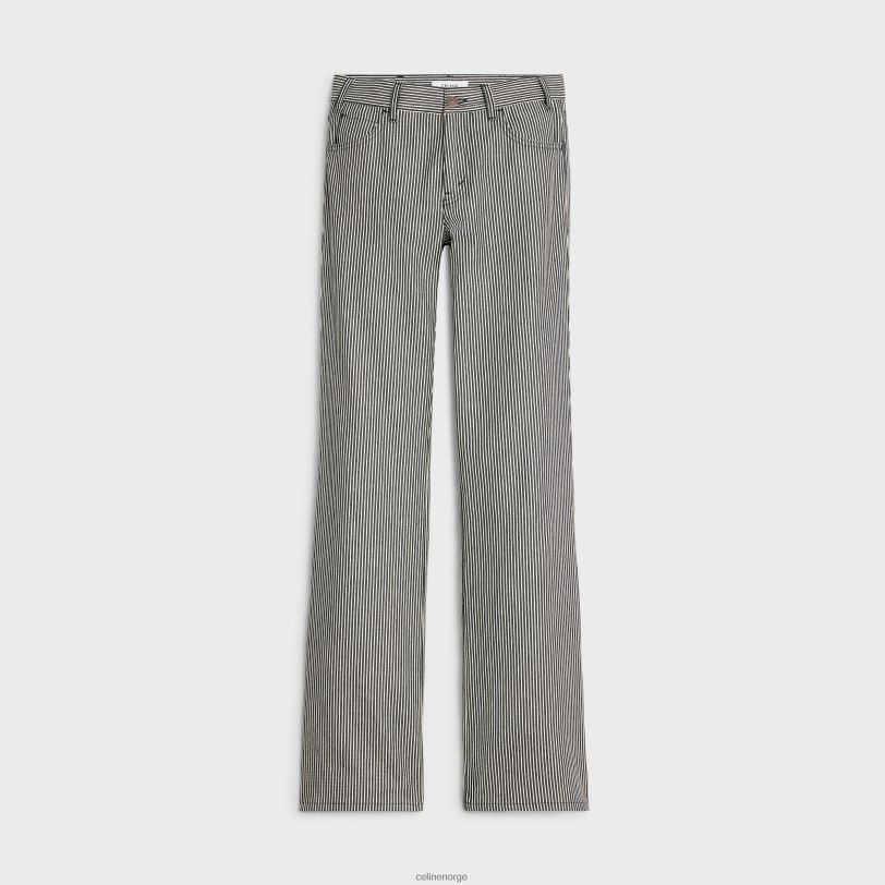 CELINE kvinner jane flared jeans i hickory striper V0PT6854 klær skylles