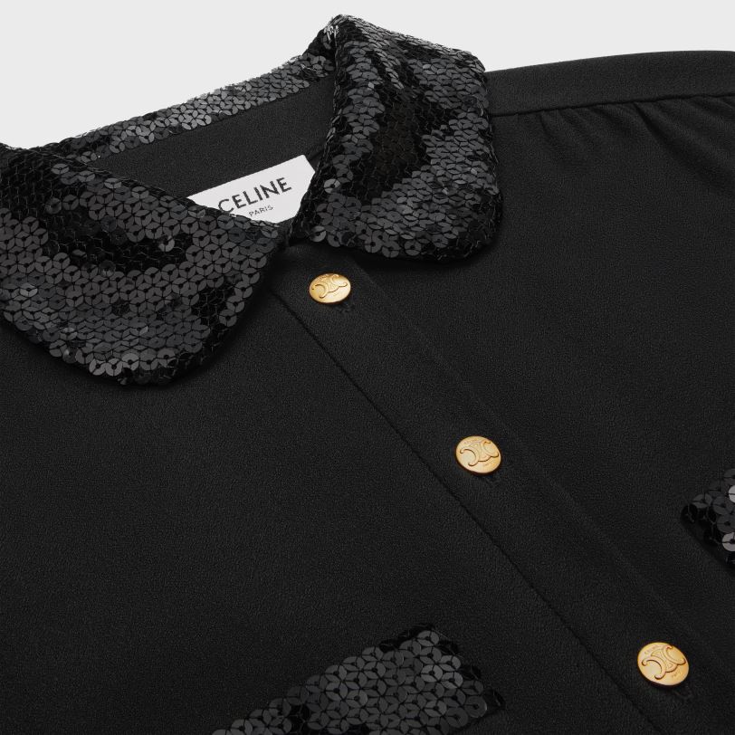 CELINE kvinner arbeidsklær minikjole i viskose-sabel V0PT6652 klær svart