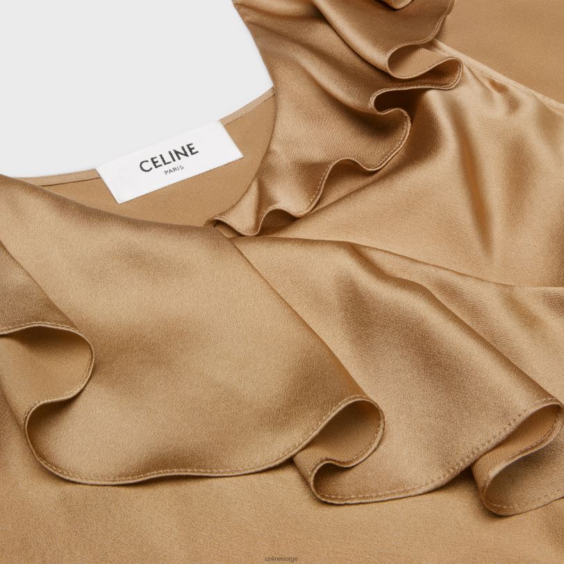 CELINE kvinner asymmetrisk undertøyskjole i sateng crepe V0PT6806 klær mordore