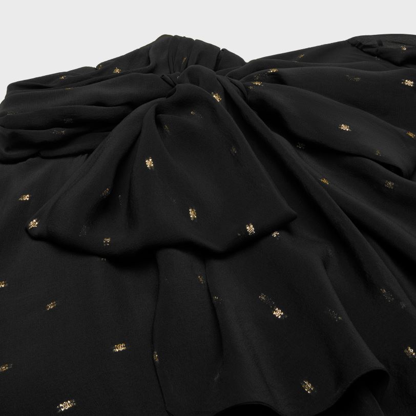 CELINE kvinner babydoll kjole i silke georgette V0PT6651 klær noir/eller