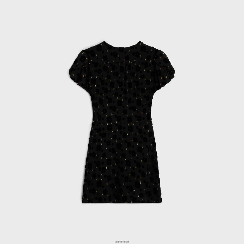 CELINE kvinner babydoll minikjole i fil coupe fløyel V0PT6654 klær svart