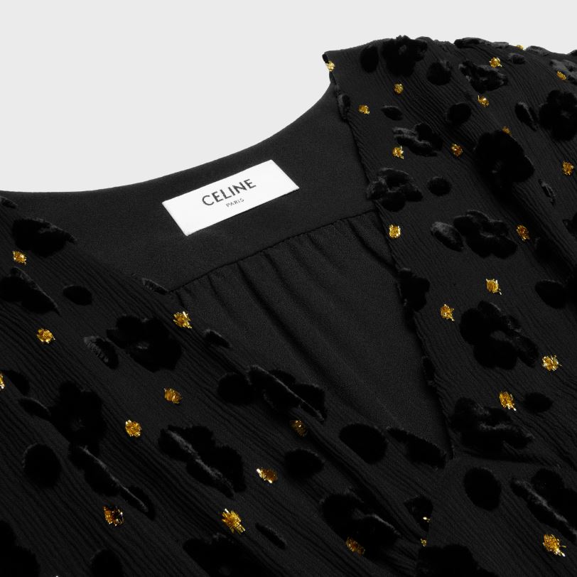 CELINE kvinner babydoll minikjole i fil coupe fløyel V0PT6654 klær svart