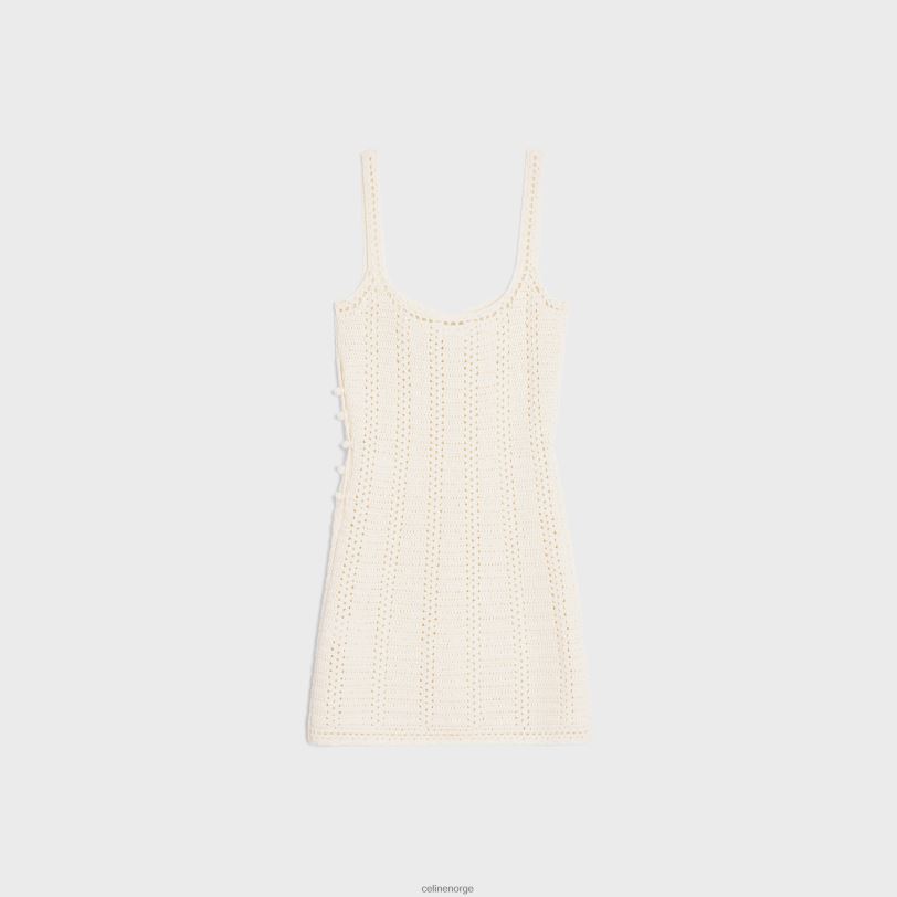 CELINE kvinner bustier minikjole i heklet bomull V0PT6791 klær off white