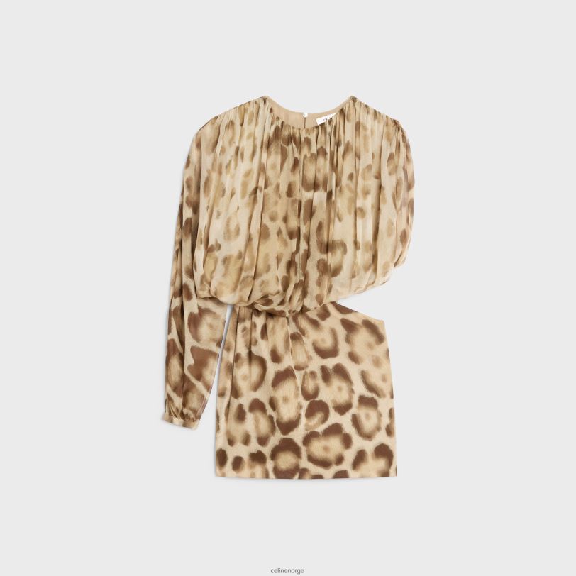 CELINE kvinner drapert minikjole i silkemuslin V0PT6795 klær blond