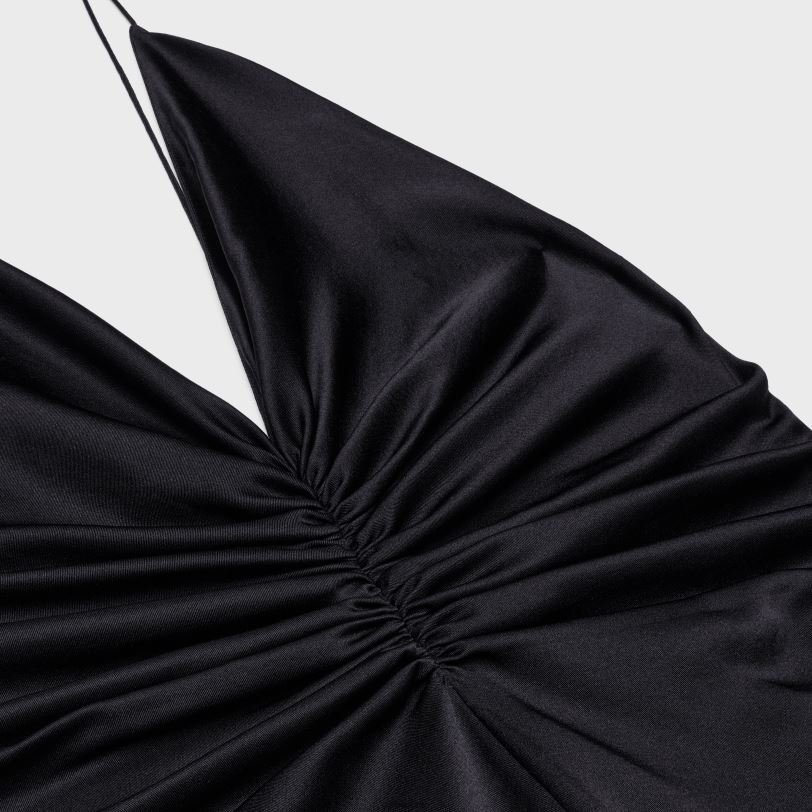 CELINE kvinner drapert underkjole i silketwill V0PT6803 klær svart