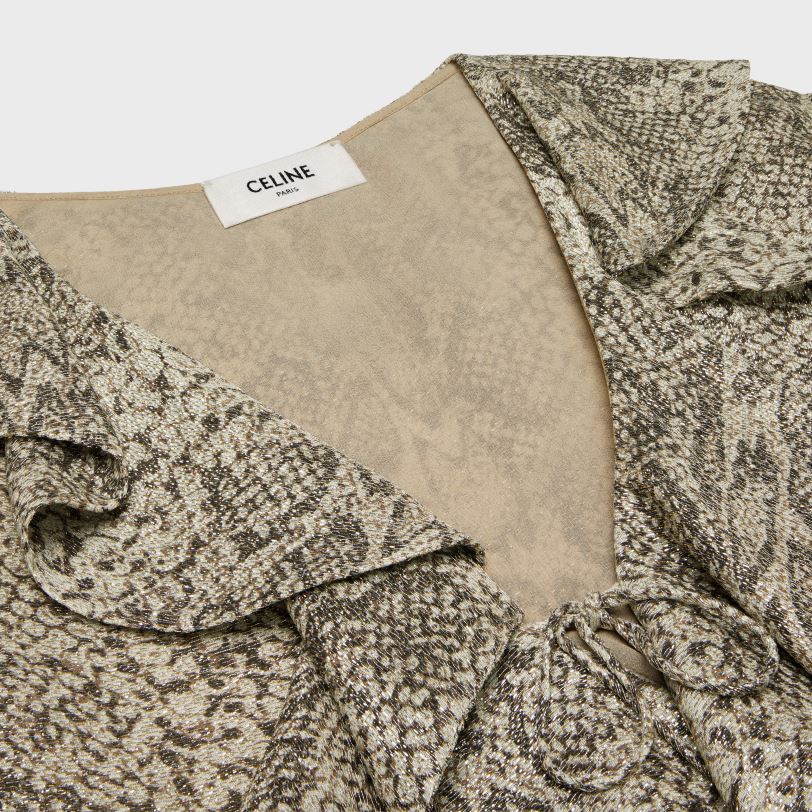 CELINE kvinner jabot minikjole i crepe lame V0PT6653 klær beige/marron