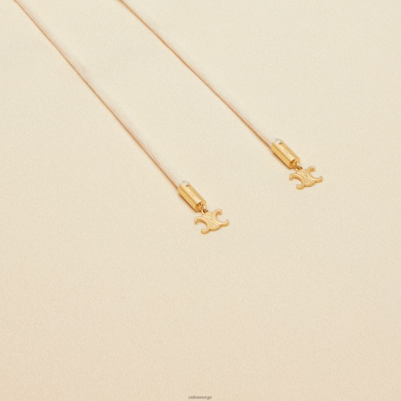 CELINE kvinner jabotkjole i lett silkesobel V0PT6802 klær krem