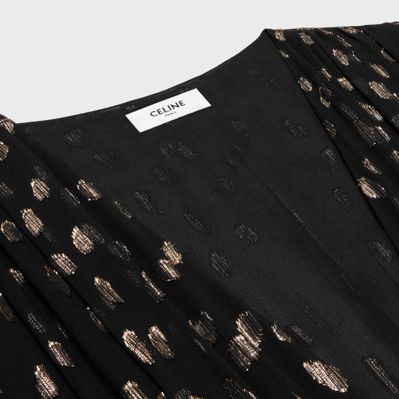 CELINE kvinner lang kjole i fil coupe silke georgette V0PT6792 klær svart